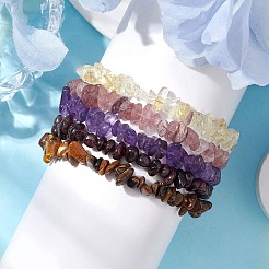 12 Constellation Natural Mixed Gemstone Chip Beaded Stretch Bracelets Sets for Women Men&nbsp;BJEW-JB10264-11