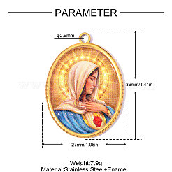 Religion Printed 304 Stainless Steel Pendants&nbsp;SA-OY003-85G