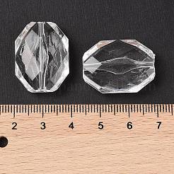 Faceted Hexagon Transparent Acrylic Beads&nbsp;X-TACR-R126-A01