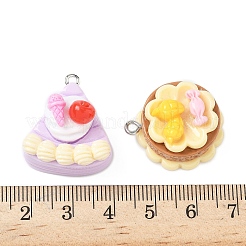 樹脂チャーム  ケーキ  プラチナ鉄ループ付き  ミックスカラー  23~27x21.5~24x15~17.5mm  穴：2mm&nbsp;RESI-I066-01P