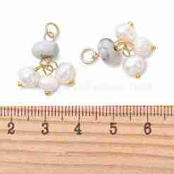 天然ラリマーと天然淡水パールのペンダント  ポテトとロンデルのチャーム  ゴールドカラー  20x15x15mm  穴：3.5mm&nbsp;PALLOY-JF05887