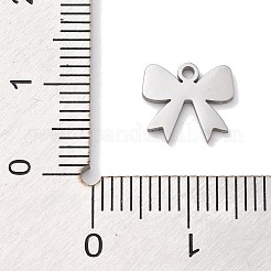 変色防止304ステンレススチールチャーム  レーザー切断  ステンレス鋼色  蝶結び  9x9.5x1mm  穴：1.2mm&nbsp;LS-STAS-R003-01P-04