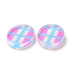 クリアアクリルカボション  ピアスのアクセサリー  楕円形のタータン模様  スミレ  18.7x13.8x3.3mm&nbsp;TACR-G041-02B