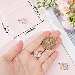 4個の真鍮製キュービックジルコニアチャーム  ニッケルフリー  ハート  18KGP本金メッキ  15x14x4.5mm  穴：3x4mm&nbsp;ZIRC-BBC0002-43