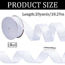 DIYクラフト用ポリエステルリボン  ホワイト  1-3/8インチ（36mm）  約20.00ヤード（18.29m）/ロール&nbsp;OCOR-WH20020-31C