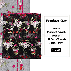 ポリエステル花刺繍レース生地  DIY衣類アクセサリー用  ブラック  53-1/8インチ（1350mm）  2ヤード/個&nbsp;OCOR-BC0005-52B