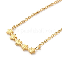304 Stainless Steel Textured Star Pendant Necklaces for Women&nbsp;LS-NJEW-H016-03G