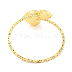 Rack Plating Brass Pave Clear Cubic Zirconia Heart Open Cuff Rings for Women&nbsp;BJEW-B110-04A-G