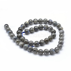 天然石ラブラドライトビーズ連売り  ラウンド  6mm  穴：1mm  約62個/連  15.7インチ（40cm）&nbsp;G-P326-01-6mm