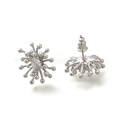 真鍮マイクロペーブクリアキュービックジルコニアスタッドピアス  花  プラチナ  18.5x16mm&nbsp;LS-EJEW-A121-06P