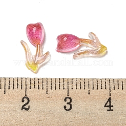 蓄光透明樹脂カボション  暗闇で光るグリッターパウダー入りの花  カメリア  6x13x3mm&nbsp;RESI-D013-05A