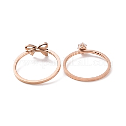2Pcs 2 Style Clear Cubic Zirconia Couple Rings Set&nbsp;RJEW-D120-23B-RG