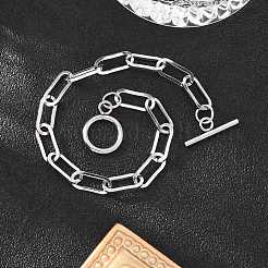 Tarnish Resistant 304 Stainless Steel Paperclip Chain Bracelets&nbsp;BJEW-O186-03P