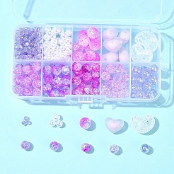 DIY ラウンド アクリル ビーズ ジュエリー作り ファインディング キット  パープル  4~16x4~17x4~10.5mm  穴：1~2.5mm&nbsp;DIY-FS0007-04