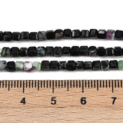 天然石ルビーインゾイサイトビーズ連売り  キューブ  多面カット  3x3x3mm  穴：0.7mm  約130個/連  14.92~15.12''（37.9~38.4センチメートル）&nbsp;LS-G-RM2025-C37-B
