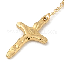 PVD Vacuum Plating 201 Stainless Steel Rosary Bead Necklaces&nbsp;NJEW-L427-22G