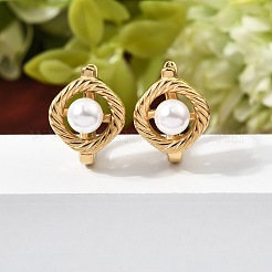 Flat Round 304 Stainless Steel Hoop Earrings&nbsp;EJEW-P344-02G