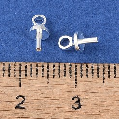 真鍮ヒートンキャップ  カップペグベイル  片穴パーツ用  925銀メッキ  7.5x4x4mm  穴：1.6mm  ピン：0.5mm&nbsp;KK-N254-46B-S