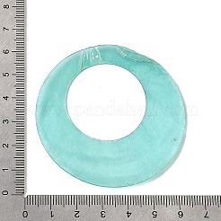 スプレー塗装された天然カピス貝の大きなペンダント  リングチャーム  シアン  60x1mm  穴：1.8mm&nbsp;SHEL-C009-05