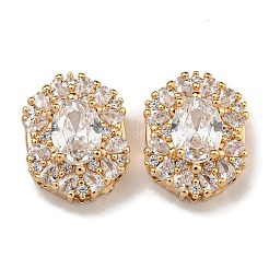 Oval Brass Micro Pave Cubic Zirconia Beads&nbsp;KK-U037-04G-01