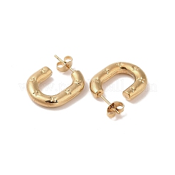 女性用楕円形 201 ステンレススチールスタッドピアス  304ステンレスピン付き  ゴールドカラー  21x3.5mm&nbsp;EJEW-G385-39G