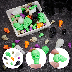 150個 9スタイル ハロウィンテーマ 光るプラスチック製スカルディスプレイデコレーション  暗闇で光る飾り  ホームオフィスパーティーの装飾用  ミックスカラー  15~34.5x9~20x10~22.5mm&nbsp;KY-SP0001-76