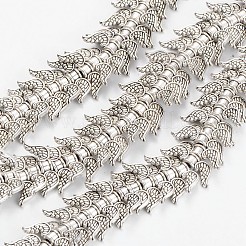 翼チベット風合金ビーズ連売り  無鉛の  アンティークシルバー  6x18x4mm  穴：2mm  約52個/連  8インチ&nbsp;TIBEB-D039-01AS-LF