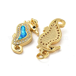 Brass Micro Pave Cubic Zirconia with Synthetic Opal Pendants&nbsp;KK-D096-06D-G