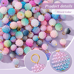 模造真珠アクリルチャーム  鉄パーツ  ウンド  ミックスカラー  14~18mm  穴：2.5~3.5mm  100個/セット&nbsp;PALLOY-AB00229