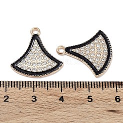 合金エナメルチャーム  ラインストーン付き  カドミウムフリー＆鉛フリー  ライトゴールド  ファン  21x19.5x1.5mm  穴：1.8mm&nbsp;FIND-C042-06KCG-01