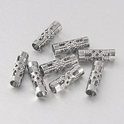変色防止コラム 316 外科用ステンレス鋼中空チューブビーズ  ステンレス鋼色  12x4mm  穴：3mm&nbsp;STAS-M255-01