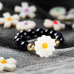 16個8スタイルの天然淡水シェルビーズ  エナメル  花  ミックスカラー  12~15x4~4.5mm  穴：0.9mm  2個/スタイル&nbsp;SHEL-LS0001-01