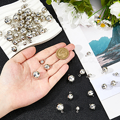 72本3スタイルレジンペンダント  ディスコボールチャーム  多面カット  鉄ループ付き  プラチナ  12~20.5x8~16mm  穴：2mm&nbsp;FIND-FH0016-56