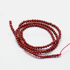 天然石レッドジャスパービーズ連売り  ラウンド  2mm  穴：0.5mm  190個/連  15.7インチ&nbsp;G-N0221-01-2mm