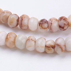 天然の赤いネットストーンビーズ連売り  多面カット  ロンデル  4~4.5x2~2.5mm  穴：1mm  約150個/連  15.1インチ〜15.3インチ（38.5~39cm）&nbsp;G-K255-12A