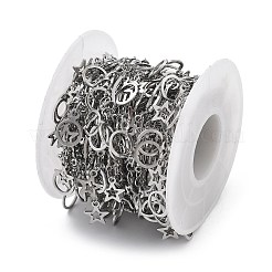 304ステンレススチールリンクチェーン  スプールで  ハンダ付け  リングで主演  ステンレス鋼色  15.5x2.5x1mm  5 m /ロール&nbsp;CHS-U002-05P-06