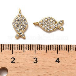 925スターリングシルバーペンダント  キュービックジルコニア付き  魚のチャーム  スタンプ925個付き  18KGP本金メッキ  13.5x6.5x1.9mm  穴：1mm&nbsp;STER-H110-02G