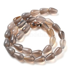 天然石グレーアゲートビーズ連売り  ティアドロップ  12x8mm  穴：1.2mm  約33~34個/連  15.16~16.54''（38.5~42センチメートル）&nbsp;G-B106-A13-02
