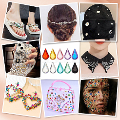 800Pcs 10 Colors Flat Back & Back Plated Transparent Acrylic Rhinestone Cabochons&nbsp;OACR-FG0001-34