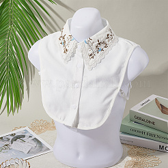 取り外し可能なポリエステルシャツの襟  洋服縫製アップリケエッジ  DIYアクセサリー  花柄  ホワイト  315x345x4mm&nbsp;AJEW-WH20816-028