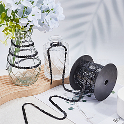 プラスチックスパンコールビーズ  スパンコールビーズ  装飾アクセサリー  フラットラウンド  ブラック  6mm  100ヤード/ロール&nbsp;FIND-WH20002-34D