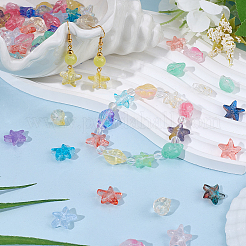 80個2スタイルの透明ガラスビーズ  ヒトデ/巻貝  ミックスカラー  15~16x11~15x7~11mm  穴：0.8~1mm  40個/スタイル&nbsp;GLAA-SC0003-31