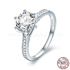 Anti-Tarnish Rhodium Plated 925 Sterling Silver Couple Rings&nbsp;RJEW-FF0007-20P-16mm