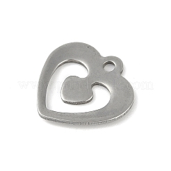 変色しない201ステンレススチールチャーム  ハートチャーム  ステンレス鋼色  13x13x1mm  穴：1.4mm&nbsp;LS-STAS-C108-45P