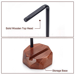 木製ヘッドセット ディスプレイ スタンド ホルダー  ココナッツブラウン  11x12x35cm&nbsp;AJEW-WH0471-109B