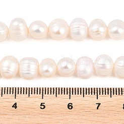 天然養殖淡水パールビーズ連売り  ポテト  グレード2a+  ベージュ  7~8mm  穴：0.5mm  約50~52個/連  13.35''（33.9cm）〜13.46''（34.2cm）&nbsp;PEAR-D003-01C-03