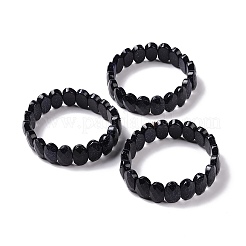シンセティック ブルー ゴールドストーン オーバル ビーズ ストレッチ ブレスレット  女性のためのアクセサリー用原石のアクセサリー  内径：2-1/8インチ（5.4~5.5cm）&nbsp;G-E010-01T