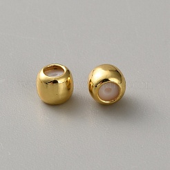 真鍮製つぶし玉カシメ玉  ラウンド  18KGP本金メッキ  4x3.5mm  穴：0.9mm&nbsp;KK-WH0095-25G