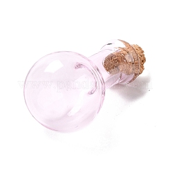 ガラスチャーム  木製のボトルストッパーとプラチナ合金ループ付き  球根形  パールピンク  34x18mm  穴：2mm&nbsp;GLAA-P053-01A-10