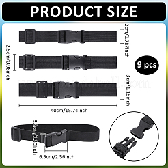 9個 3スタイル ナイロンゴムバンド  バックル付き  荷物預かり用  ブラック  280~500x20~30x1mm  3個/スタイル&nbsp;FIND-WR0013-02